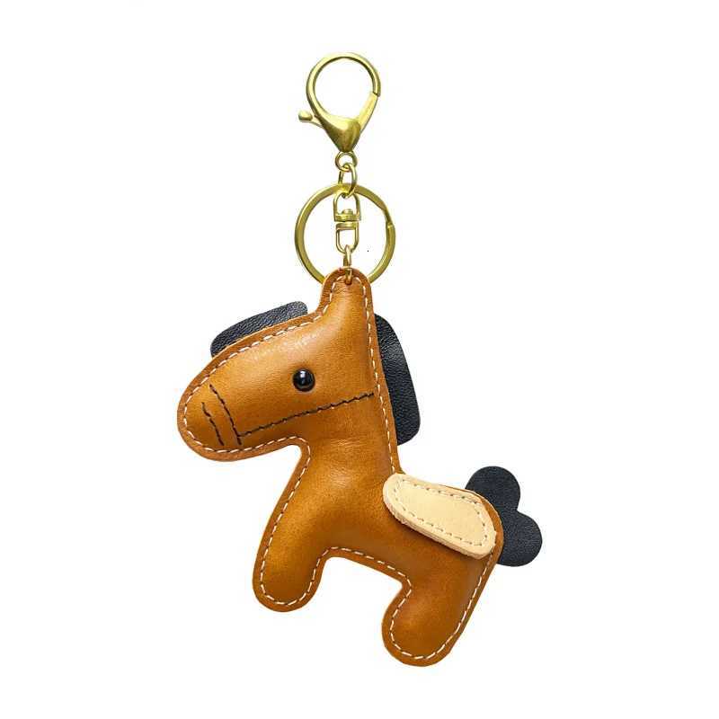 New trendy genuine cow leather pony handbag pendant cute trendy luggage bag accessories key ring H260318 - view 5