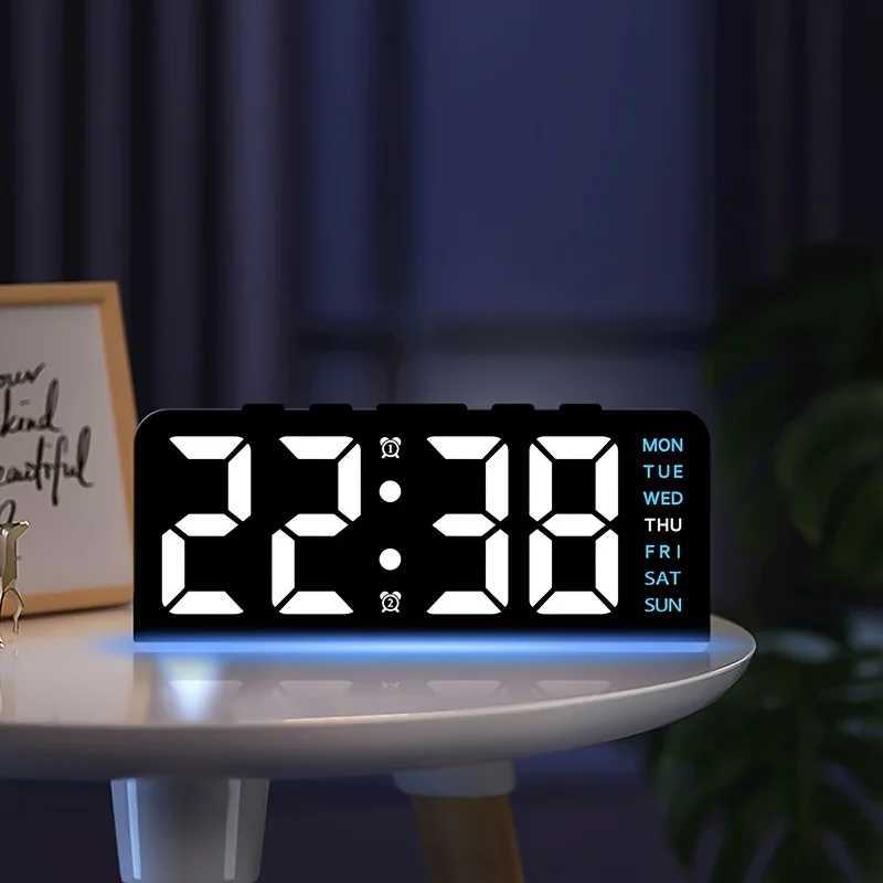 New Digital LED Alarm Clock Desktop Table Clock Night Light with Time Temperature Display Backlight Snooze Clock Modern Decor D260318