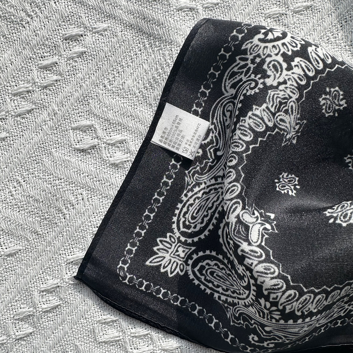 Black fashion silk scarf for women in spring. New style silk square scarf for neck protection and small headband.