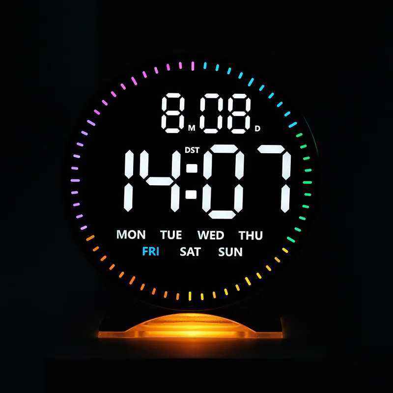 Personalized Jumping Seconds Display Electronic LED Alarm Clock Desktop Ambient Light Decor USB Table Clock with Auto Dimmming D260318