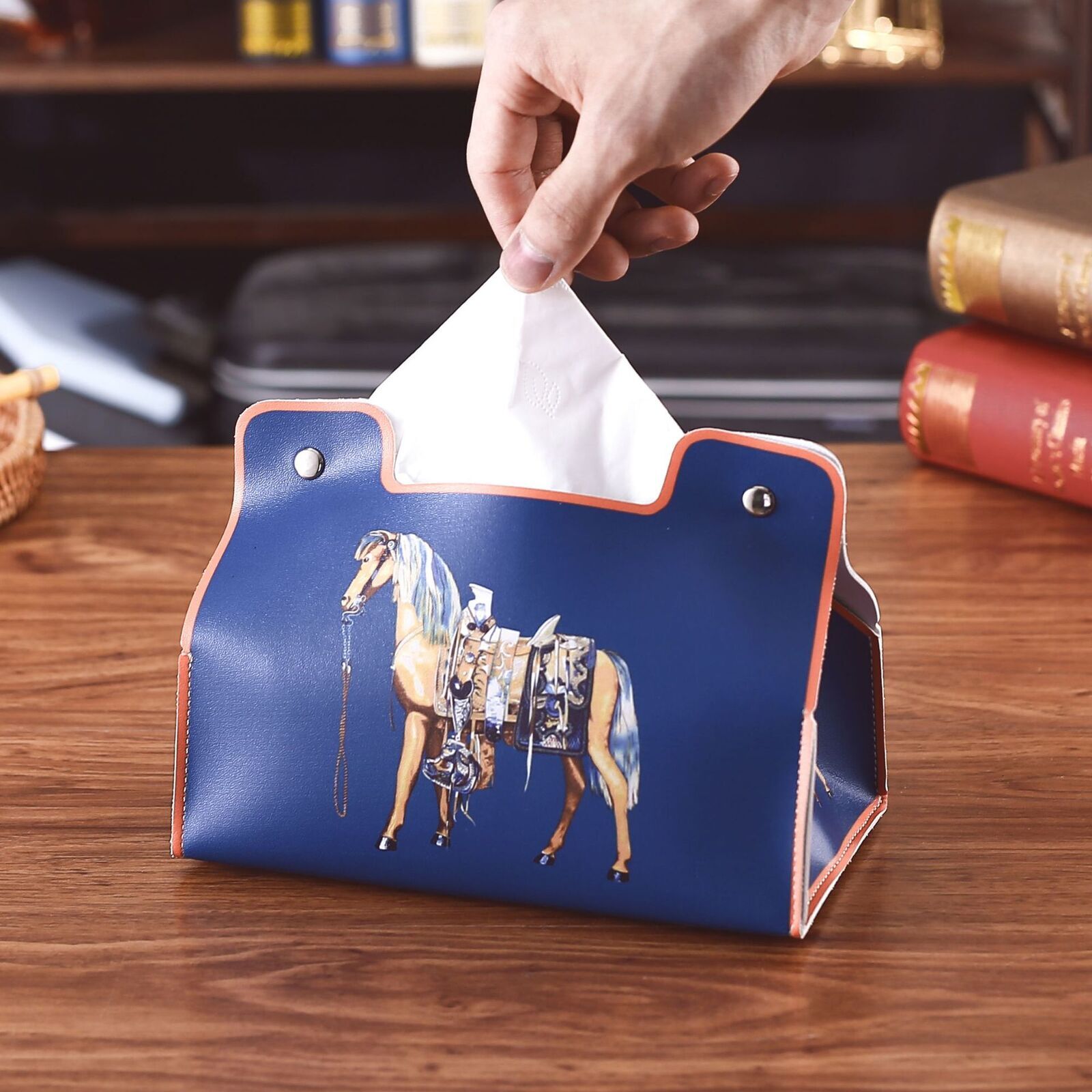 Retro Roman Style Leather Tissue Box Cover Square Napkin Holder for Living Room Bedroom Coffee Table Kitchen Universal Car Storage Desktop Organizer f