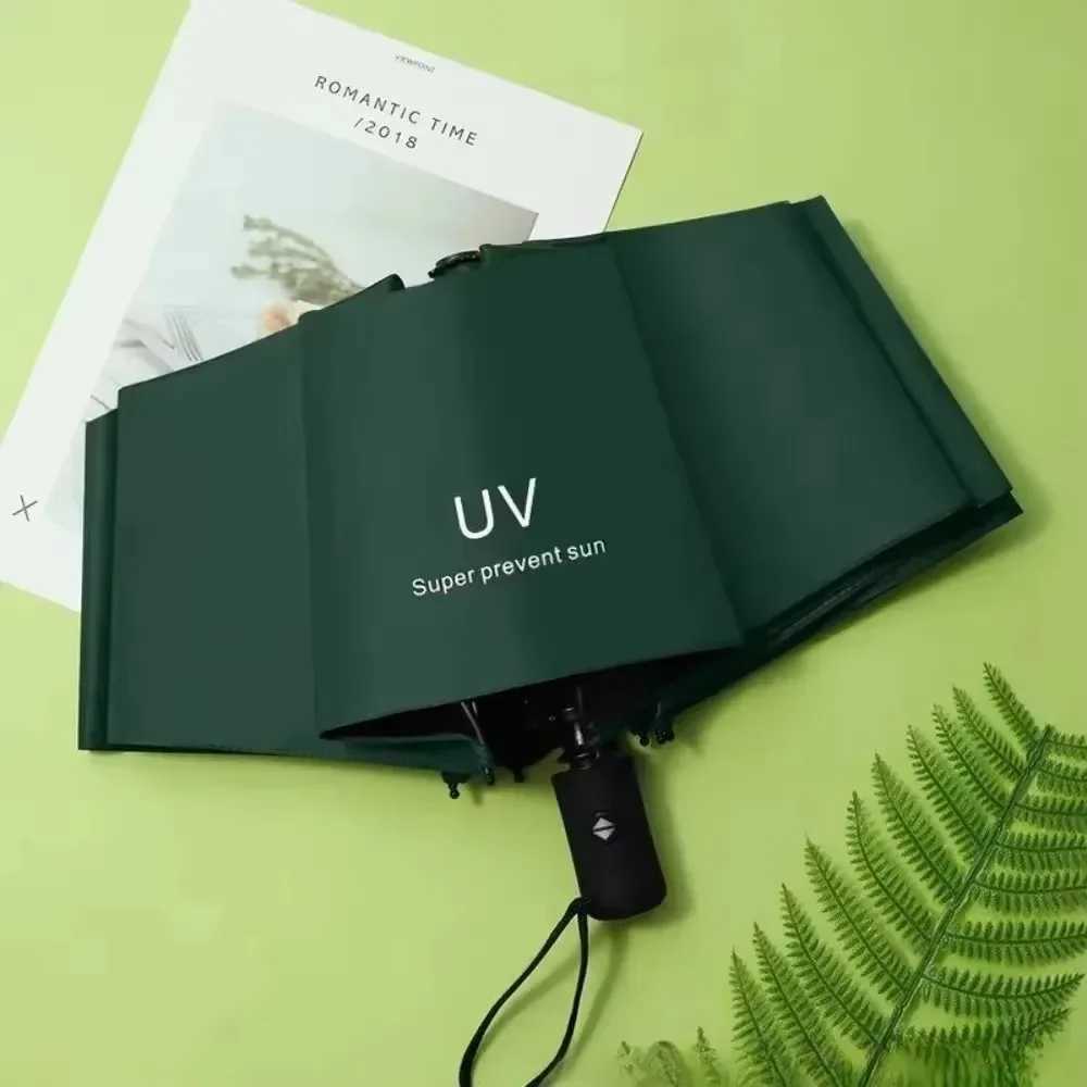 Automatic Portable Umbrella Black Rubber Sunscreen Sunshade Umbrella Ultra Light Sun Protection Umbrellas Travel Fold Rain Gear H260318 - view 3