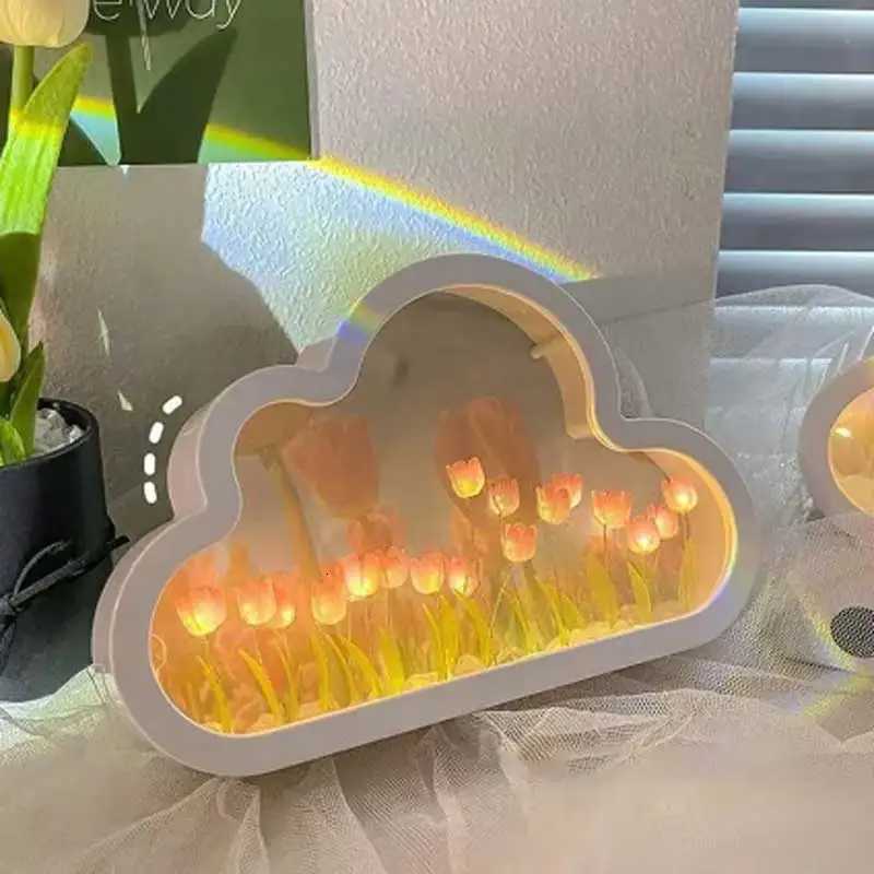 Handmade DIY Tulip Sea Luminous Ambient Light Ornament Creative Gift Valentines Day Gift Home Decoration 20 Flowers H260318