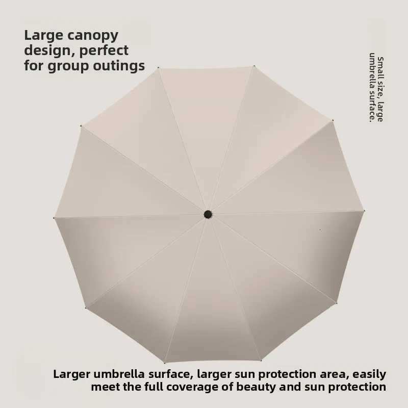 10 Bone Black Glue Fully Automatic Umbrella with Thick and Durable Keel Three Fold Umbrella UV Resistant Folding Beach Umbrella H260318 - view 6