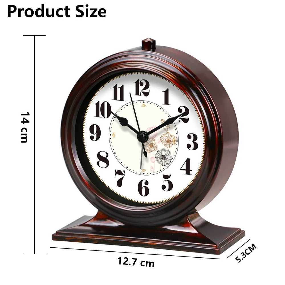 Vintage Metal Desk Clock Classic Elegant Floral Design Quartz Movement Stylish Desktop Clock For Bedroom Living Room Office D260318
