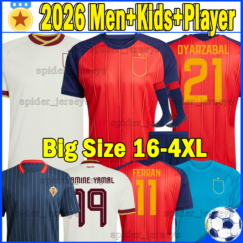 4XL 26 27 sPaIn World Cup camiseta espana OYARZABAL LAMINE YAMAL Soccer Jerseys MERINO ZUBIMENDI 2026 2027 Long sleeves Football Shirts FERRAN YEREMY Men Kids Kits