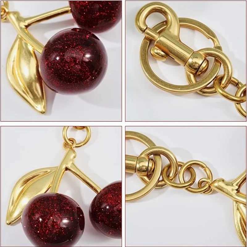 Fashion Delicious Red Cherry Keychain Summer Fruits Cherries Pendant Keyring For Women Men Jewelry Bag Key Accessories Gift H260318 - view 5