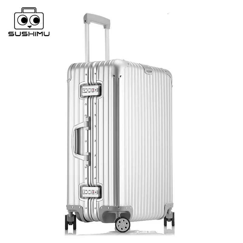 All-aluminum magnesium alloy telescopic suitcase 24-inch luggage business travel case metal combinatilock bag 20-inch carry-o H260316