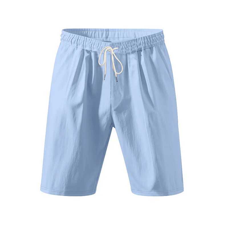 New Mens Cotton Linen Shorts Pants Male Summer Breathable Solid Color Linen Trousers Beach Shorts Fitness Streetwear M260318