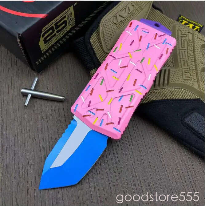 fixed blade knife 2Models Mini Donut Exocet Money Clip Fixed Blade Knife 1.96 pocket knife D2 Blade, couteau Aviation Aluminum Handles