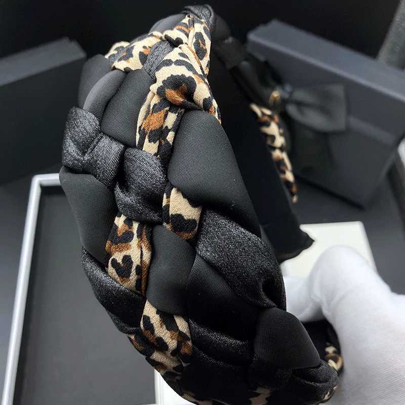 New leopard print woven hairpin headband for women with high skull top color matching fashionable and stylish hair tie H260319