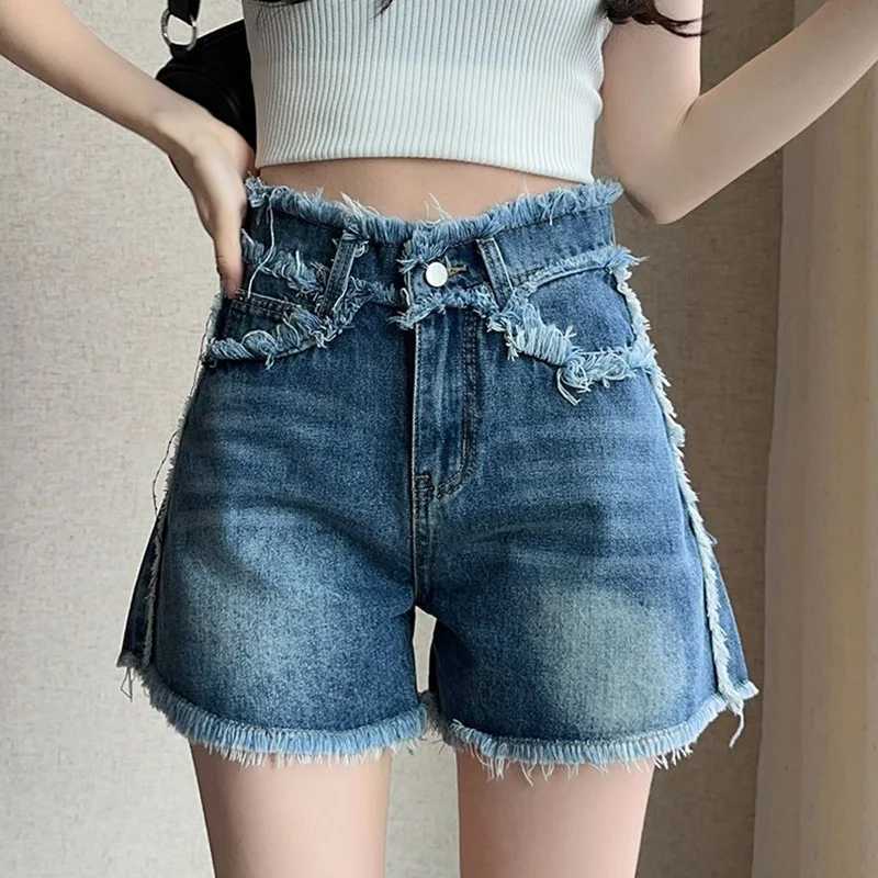 2025 Popular Women Casual Jeans Shorts Female New Cuffs Cutehigh Waisted Jeans Girls A-line Design Sense Baggy Hot Pants M260319