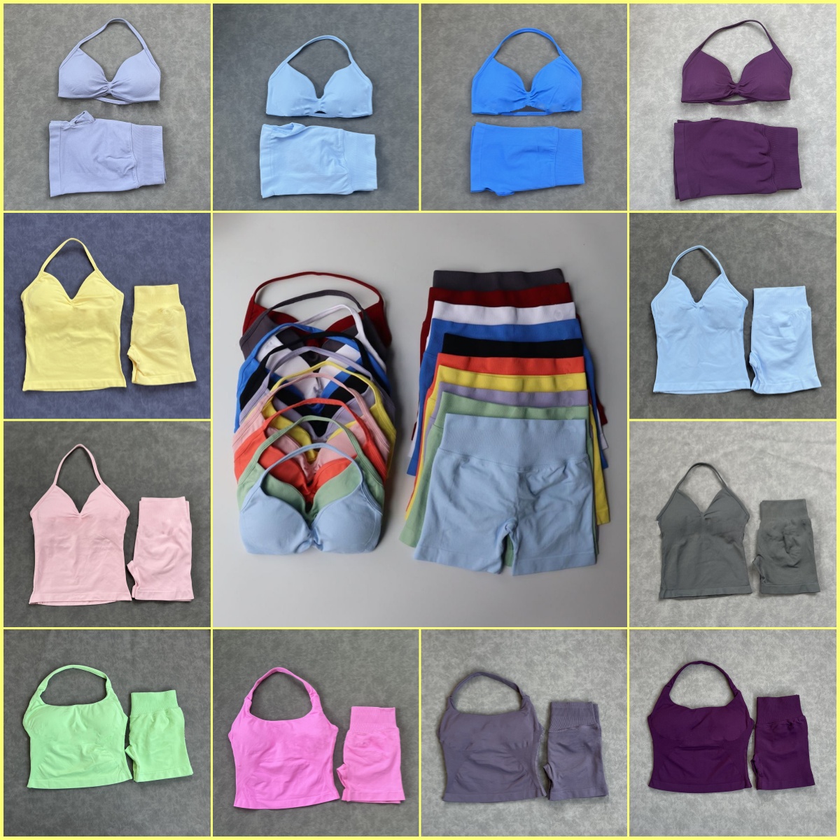 Dyfn Yoga Shorts Set Women Seamless Yoga Set Fitness Clothing Scrunch Bum Gym Shorts Padded Tank Top Workout Vest Longline Outfits Sportswear Tracksuit