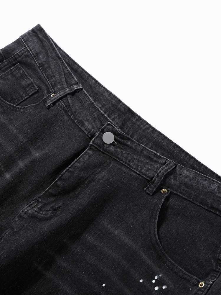 Washed Jeans Men Vintage Mid Waist Pockets Button Zipper Fly Distressed Ankle Length Denims Trousers Streetwear Straight Pants M260319