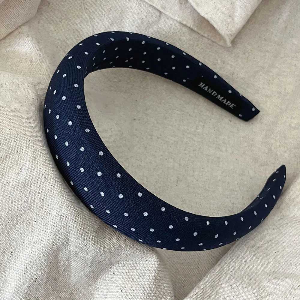 Vintage Blue Plaid Striped Padded Hairbands Ins Fashion Wide Headband Women Elegant Hair Hoop Headwrap Non-slip Hair Accessories H260319