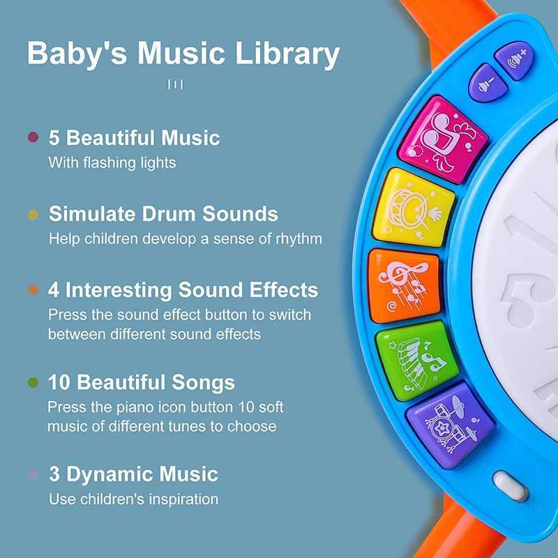 Kids Drum Set Toddlers 1-3 Musical Baby Educational Instruments Toys for Toddlers Girl Microphone Learning Activities Gifts Y260319