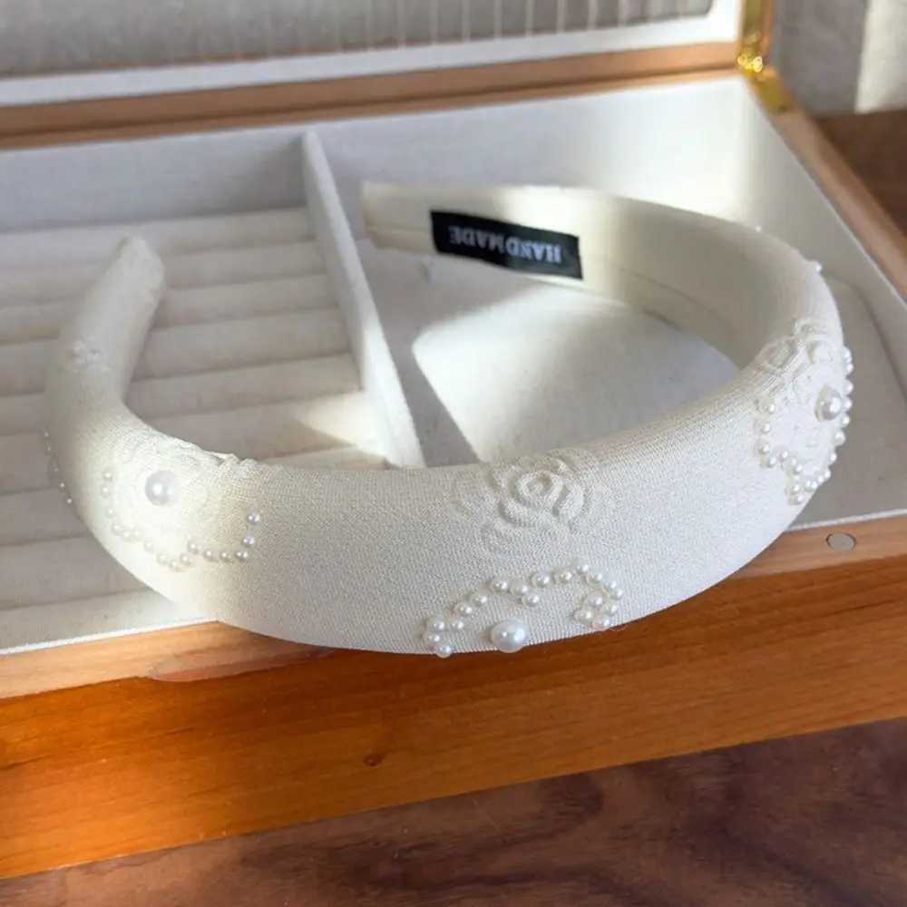 Retro Rose Print Women Headband Beige Blue Sweet Hair Hoop Elegant Versatile Pearl Crystal Girls Party Hair Accessories H260319