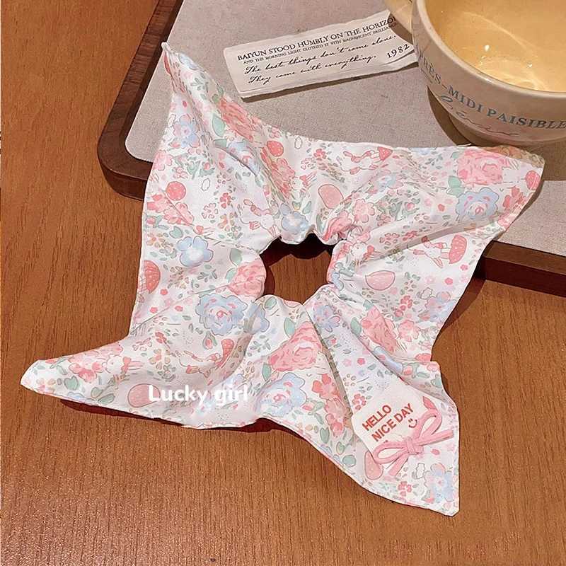 Cute Square Scrunchie For Girls Sweet Hair Ornament Children Hair Tie Headband Elastic Hair Band Kids Lovely Hair Accessories H260319