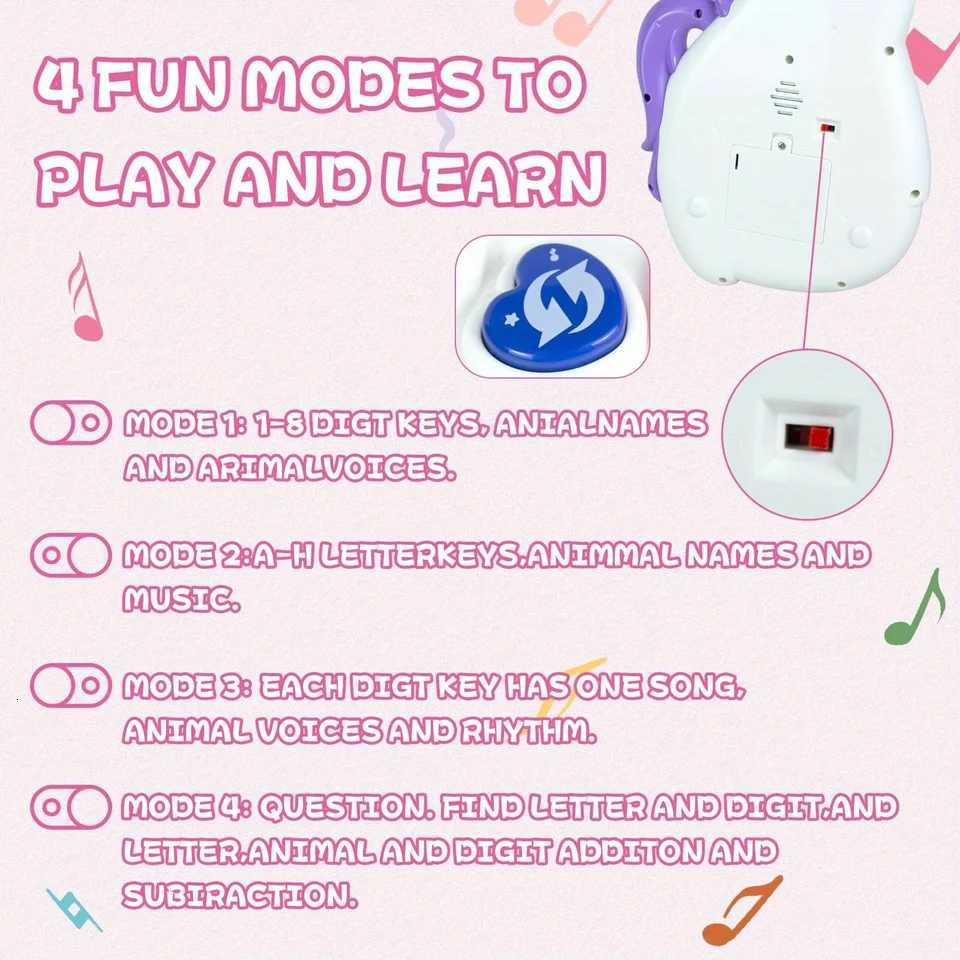 Unicorn Shape Kids Music Learning Guitar Safe Material Multiple Functions Make Learning More Interesting Y260319
