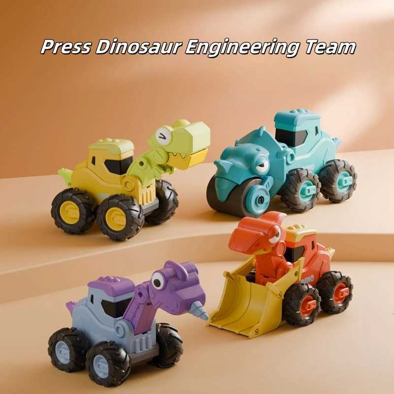 Childrens Dinosaur Press Toy Engineering Car Inertial Walking Power Returning Car Baby Puzzle Boy Toy Car Y260319