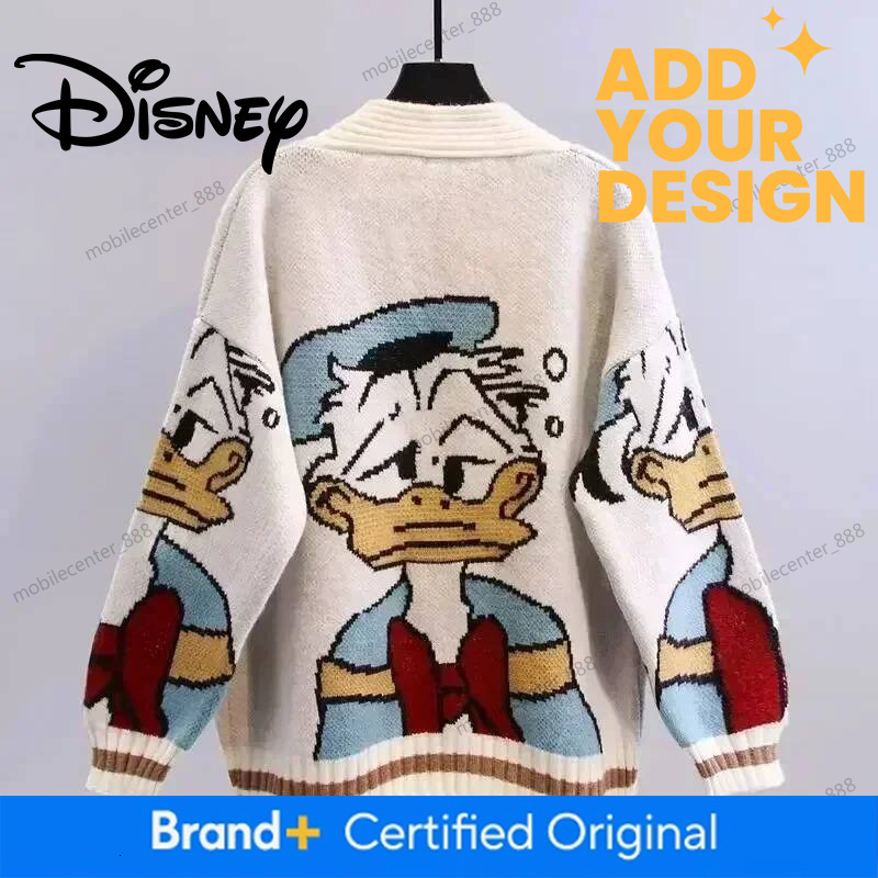 Disney Knitted Cardigan Japanese Donald Cartoon Sweaters for Women Coat Female Autumn and Winter Loose Wild Thicken Kawaii Tops - view 4