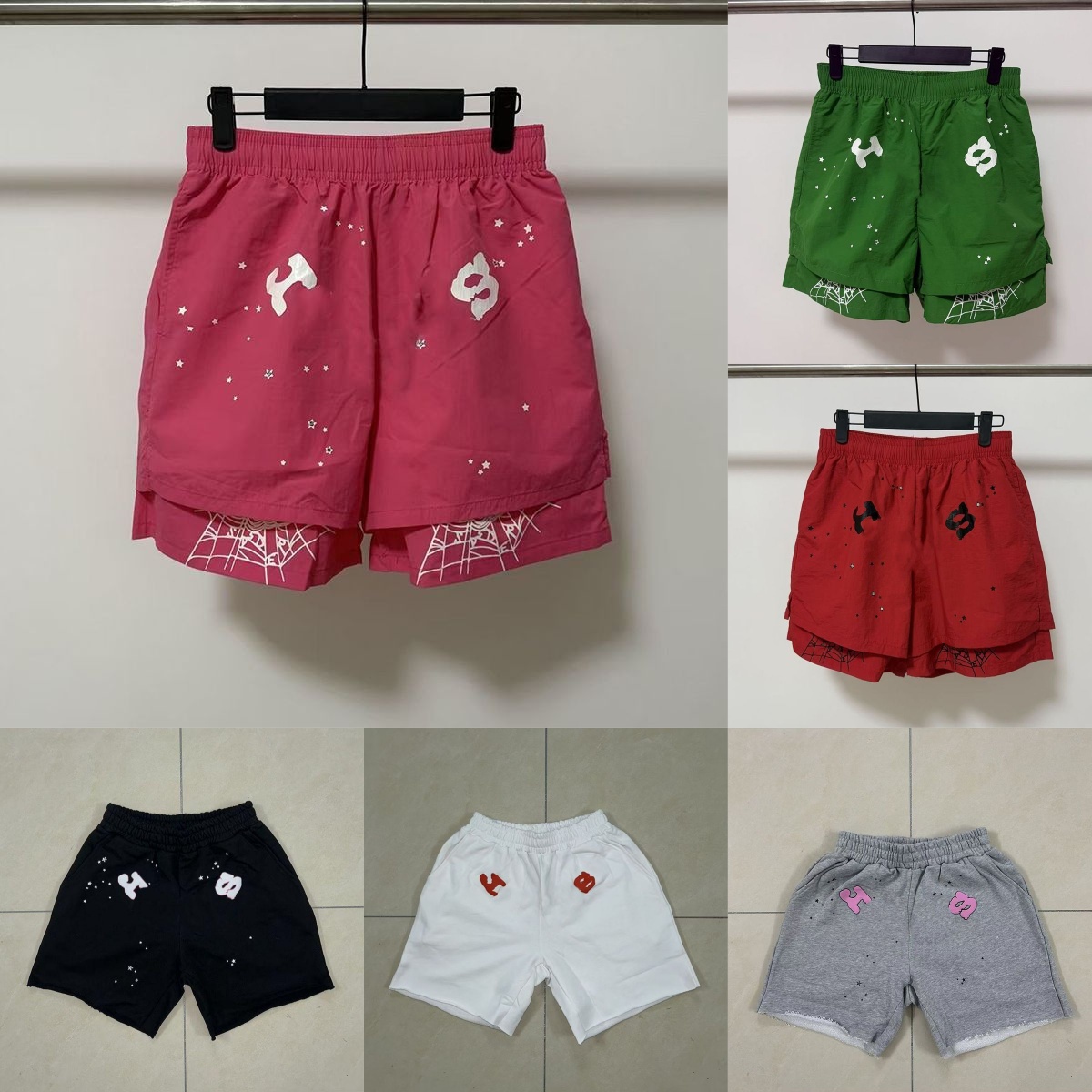 Spider Web Colorful Shorts Men Designer Pant Men Streetwear Women Luxury American Street Fashion Letter Men Cotton High Quality Letter Print spider shorts