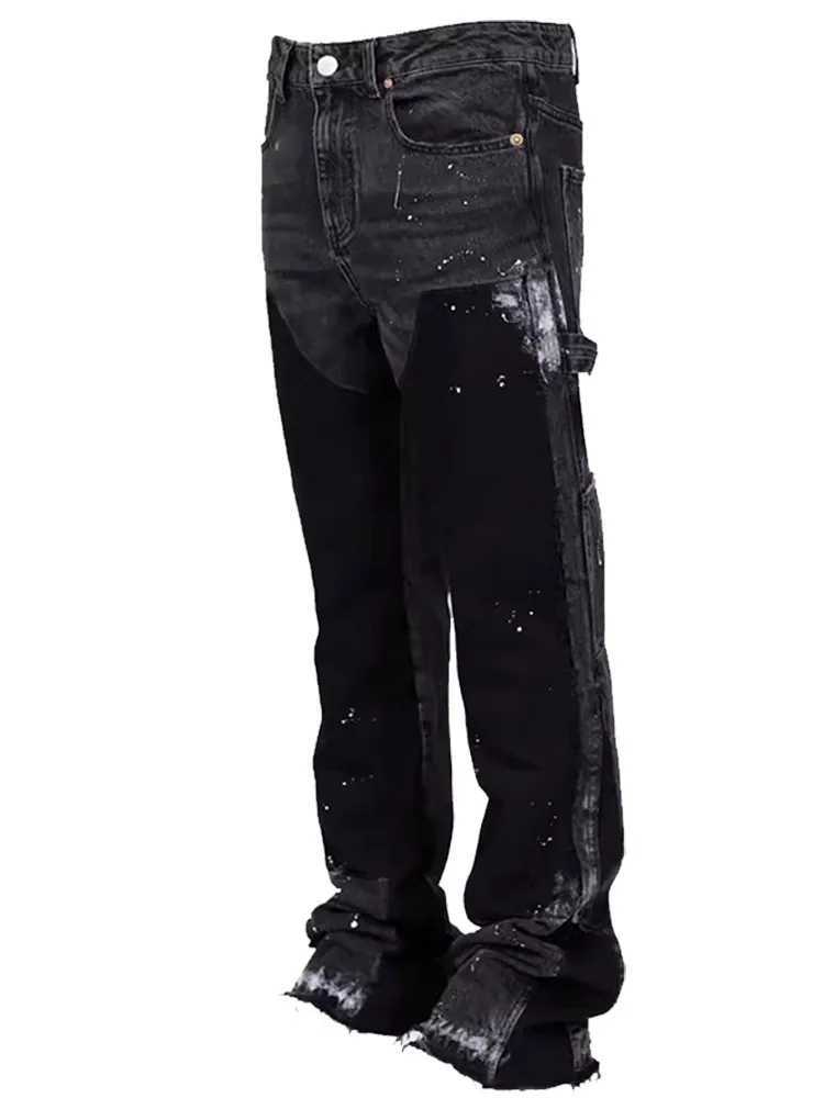 Washed Jeans Men Vintage Mid Waist Pockets Button Zipper Fly Distressed Ankle Length Denims Trousers Streetwear Straight Pants M260319