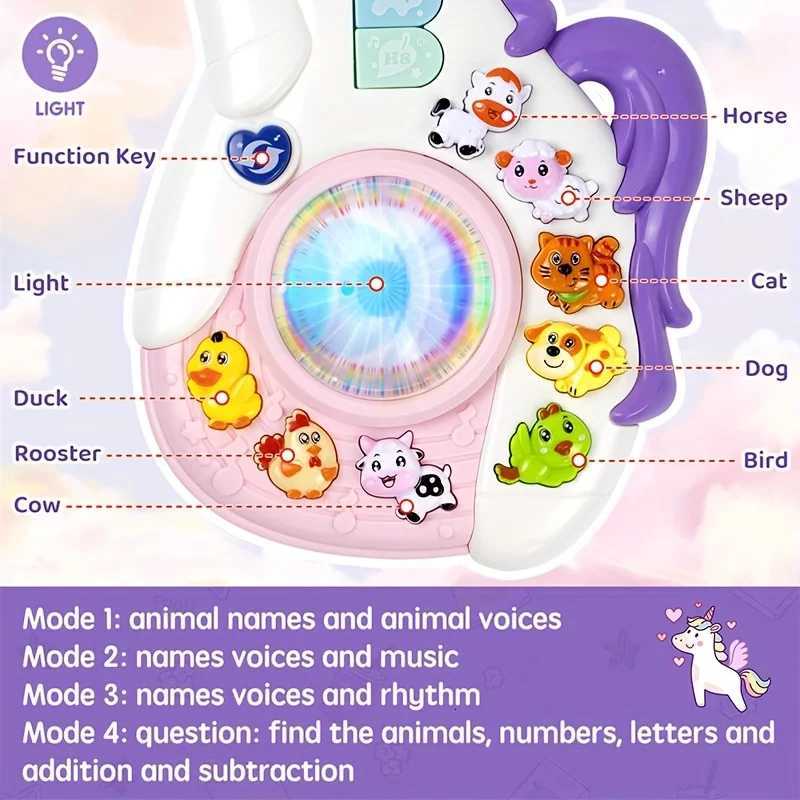 Unicorn Shape Kids Music Learning Guitar Safe Material Multiple Functions Make Learning More Interesting Y260319