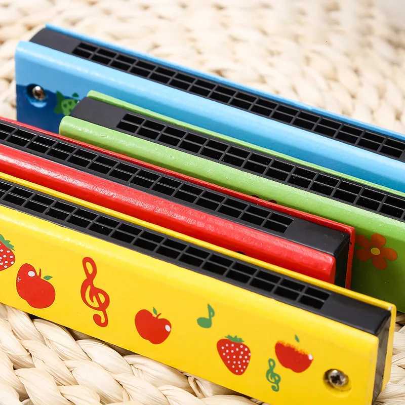 Childrens wooden painted harmonica Montessori puzzle toy cartoon pattern childrens musical instrument enlightenment music toy Y260319