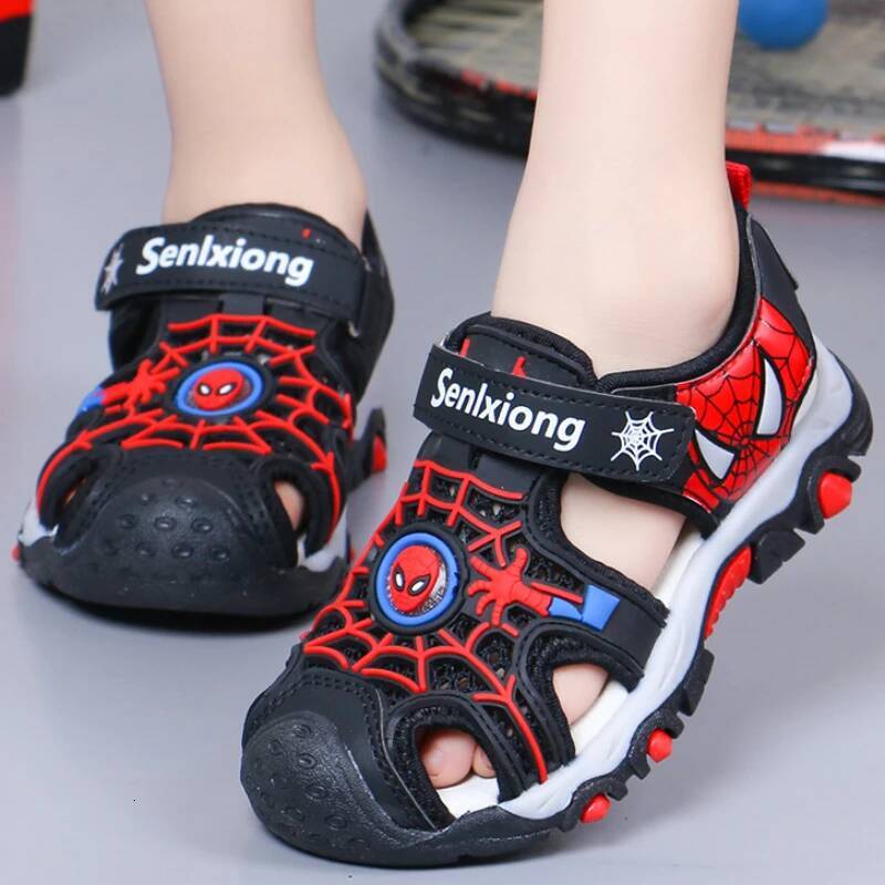 Designer Disney Summer Kids Boys Sandals Girls Cartoon Spider Man Student Closed Toe Orthopedic Non Slip Children Sport Pu Leather Beach Shoes Luxury