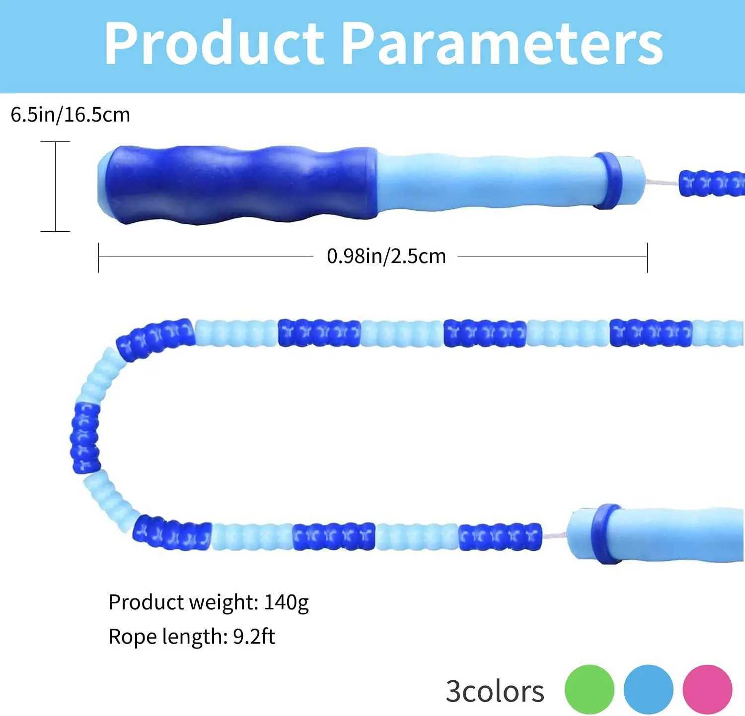 Adjustable Tangle-Free Beaded Jump Rope for Kids Men Women - 92 Feet Fitness Skipping Rope M260319