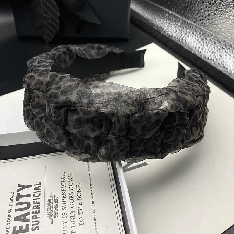 Leopard print headband for women with high skull top Western style wide edge pressed hair face wash headband H260319