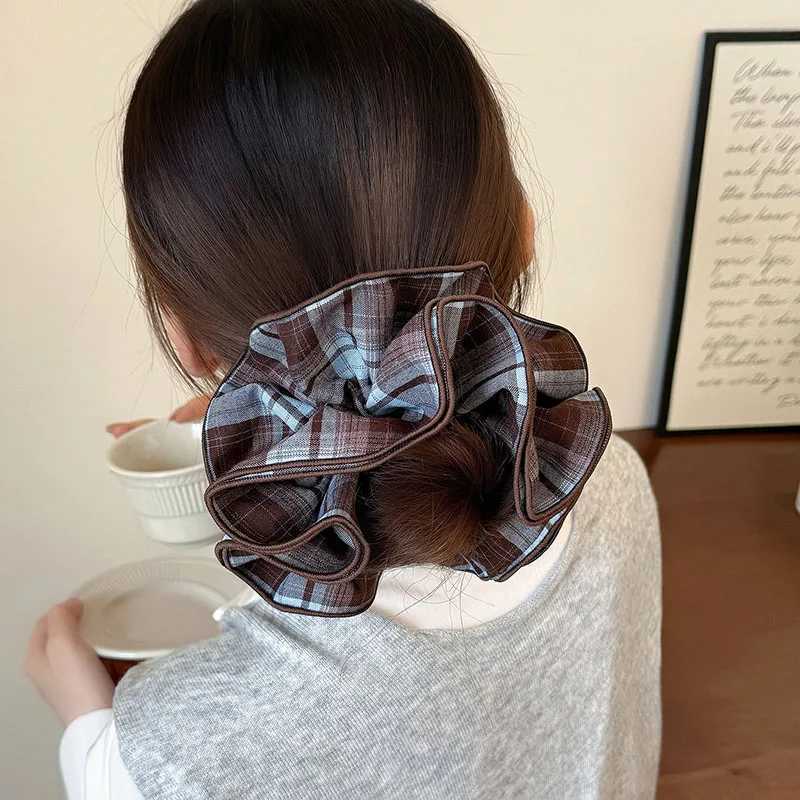 Korean-Style Four-Layer Stitched Plaid Scrunchie For Women Versatile Hair Tie And Hair Accessory H260319