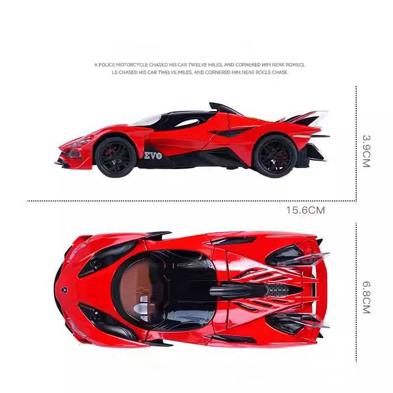 132 Apollo EVO Sports Supercar High Precision Alloy Model Diecast Metal Material Sound Light Pull Back Children Birthday Gift Y260319