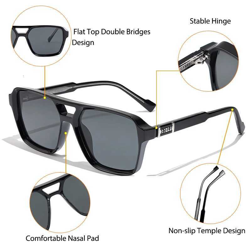 CATERSIDE Retro Square Sunglasses Men Punk Flat Top Double Bridge High Quality Sun Glasses for Women Party Festival Gifts H260319 - view 6