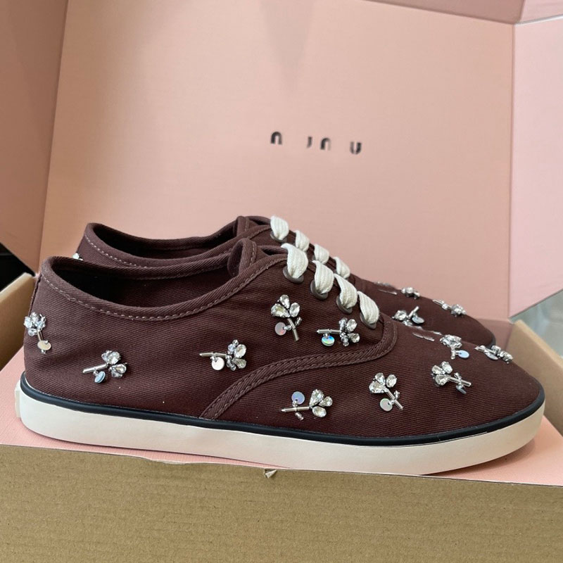 Embroidered drill sneakers designer spring summer casual shoes luxury womens sneakers anti slip wear resistant rubber soles with logos branded sneakers