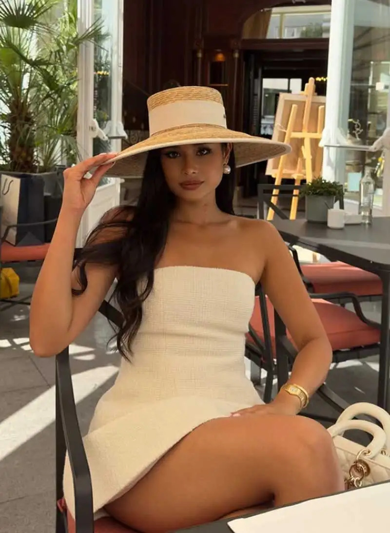 Straw summer hat French elegant ladies seaside travel sun hat Hepburn style wide brim hat 260318