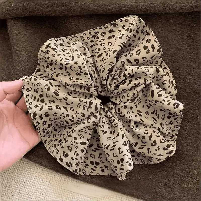 Vintage Leopard Print Large Scrunchie For Women Girls Sweet Hair Ornament Hair Tie Hair Band Hair Ring Fashion Hair Accessories H260319