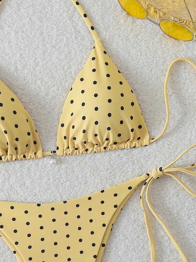 Trend Bikinis 2026 Womens Swimsuit Sexy Pearl Micro Bikinis Sets Dot Print Female Swimwear for Woman Bathing Suits BeachwearT260318