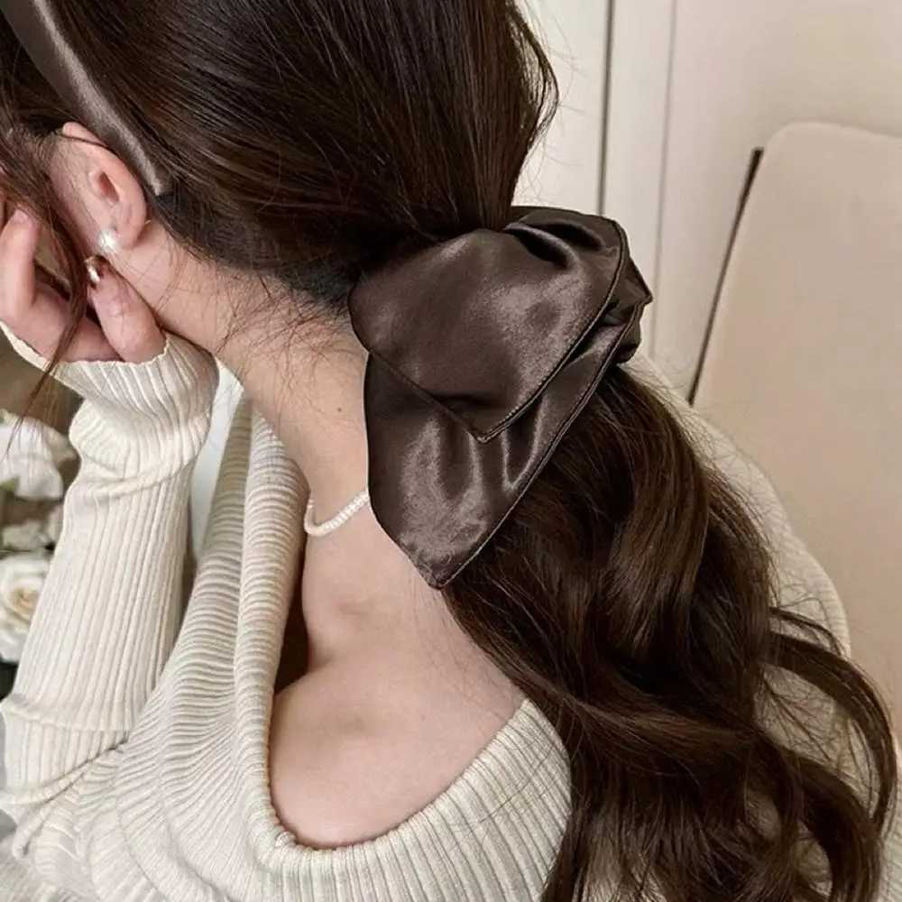Korean Satin Silk Square Scrunchies Solid Color Elegant Hair Bands Women Girls Ponytail Holder French Hair Ties Hair Accessories H260319