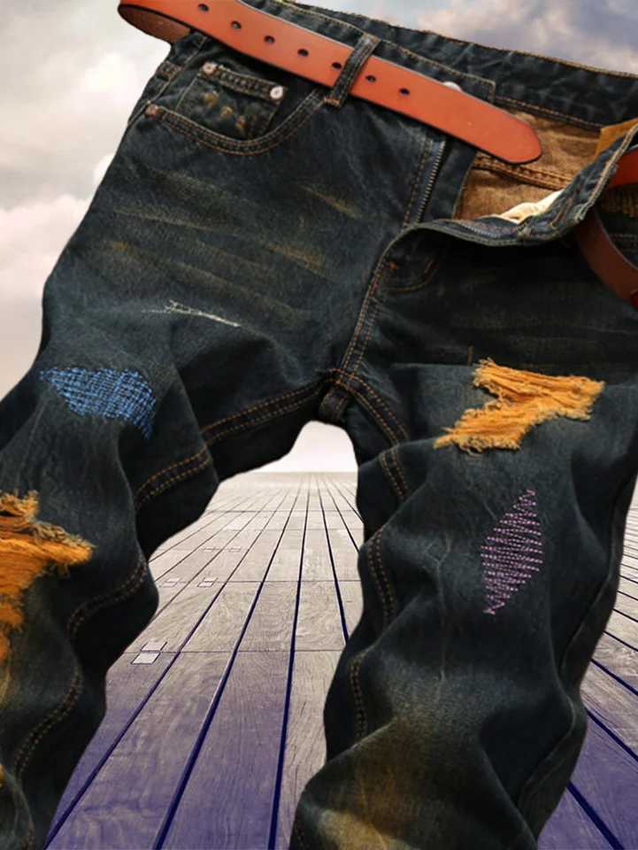 American retro personality makes old mens straight jeans M260319