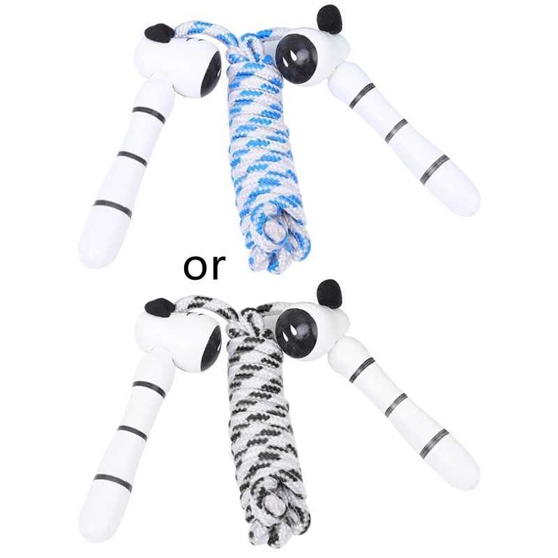 Cotton Jump Rope for Kids-Wooden Handle-Adjustable Cotton Braided Fitness Skipping Rope Great for Exercise Activity 24BD M260319