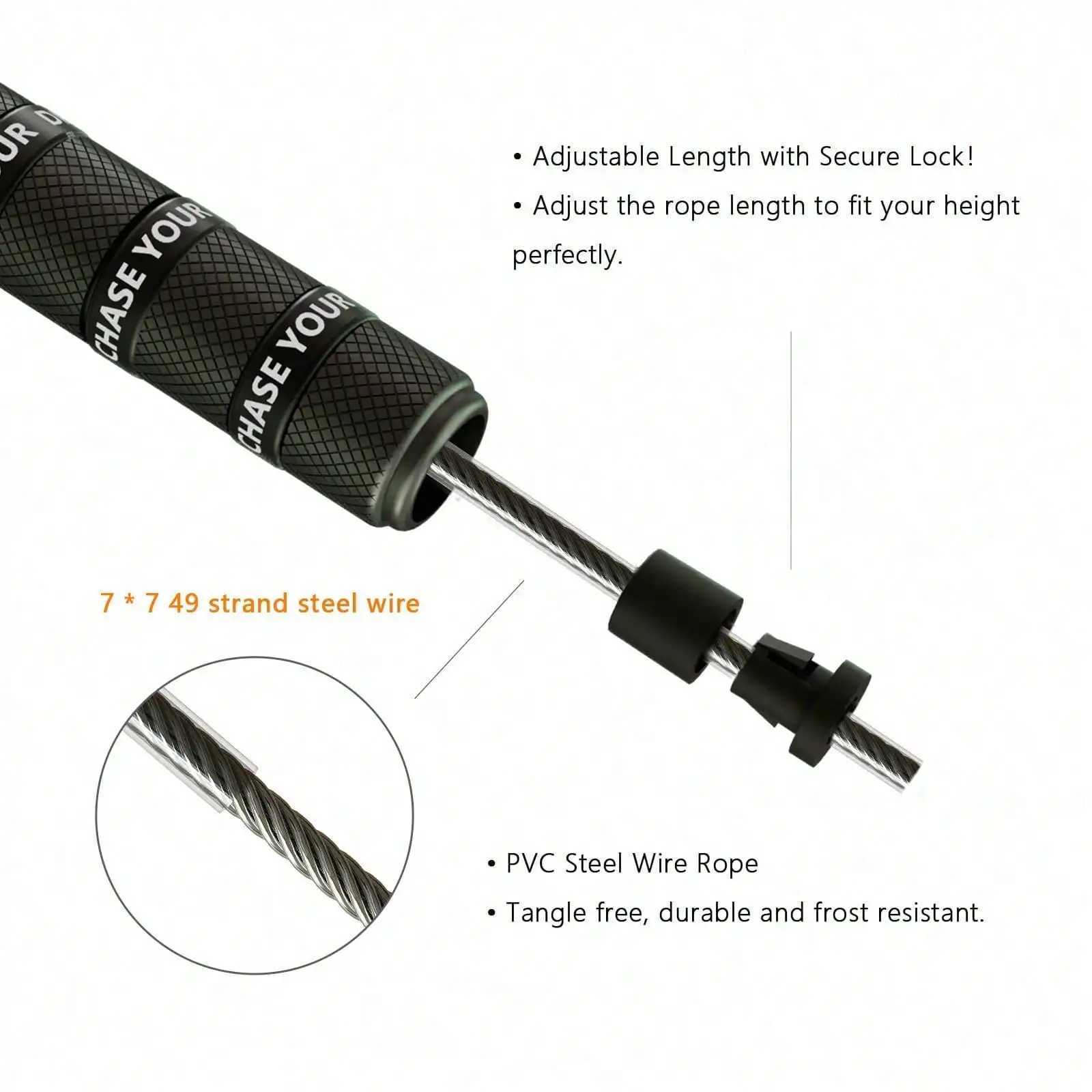 Adjustable Speed Jump Rope 10ft Steel Cable 360 Dual Bearings Anti-Slip Metal Grips Fast Durable for CrossFit HIIT M260319