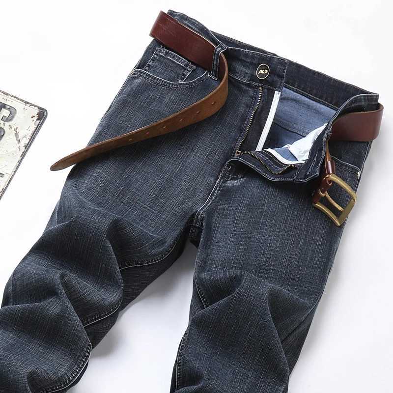 2026 Brand New Men Straight Blue Gray Jeans Business Fashion Classic Style Cotton Stretch Denim Pants Male Brand Trousers M260319