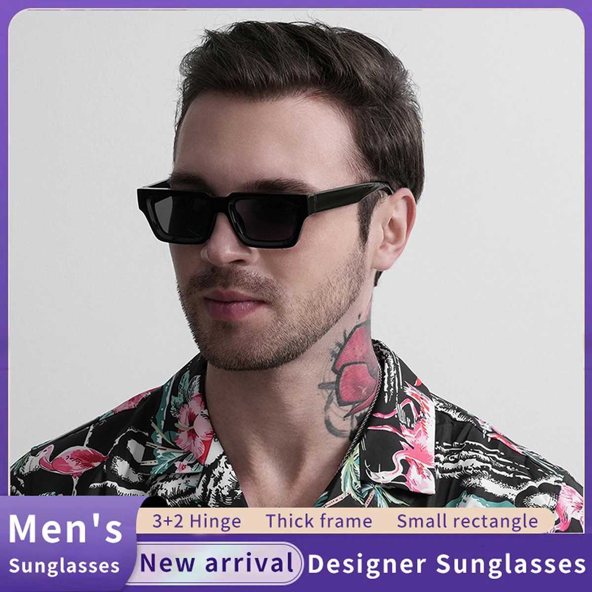 Ruiao 2026 fashion black small rectangular thick frame sunglasses for men and women rectangular summer wear shades H260319 - view 4