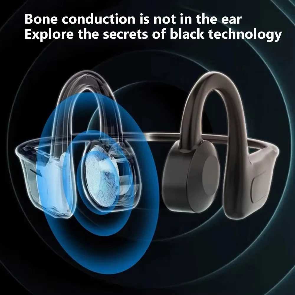 Bone Conduction Bluetooth Headphones 128G Card Air conduction Painless Waterproof Ear-hanging Sports Earphones With Mic D260319