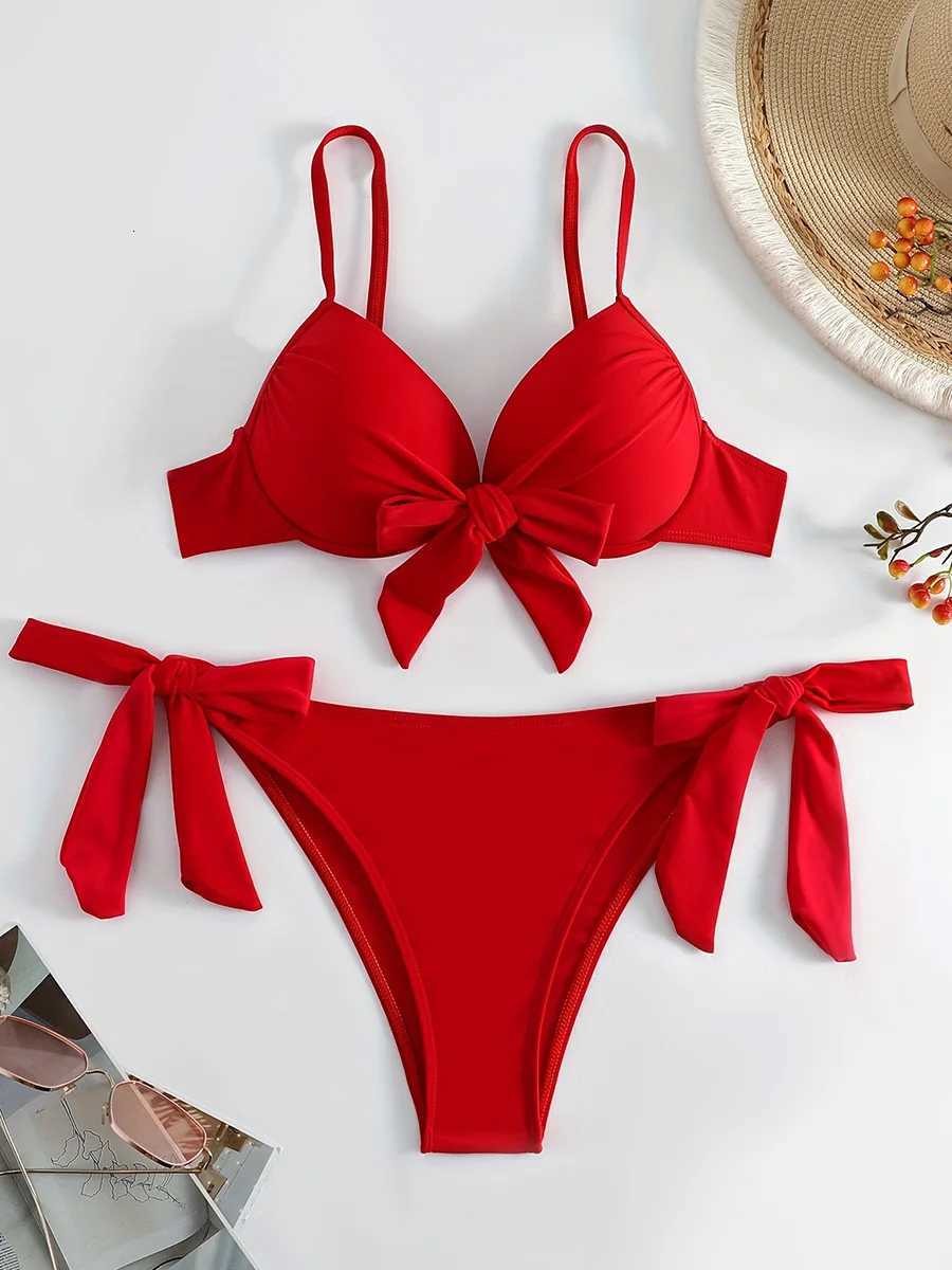 Sexy Knotted Underwired Bra Cup Bikini Women Swimsuit Female Swimwear Two-pieces Bikini Set Push Up Bikinis Bathing Suit SwimT260318
