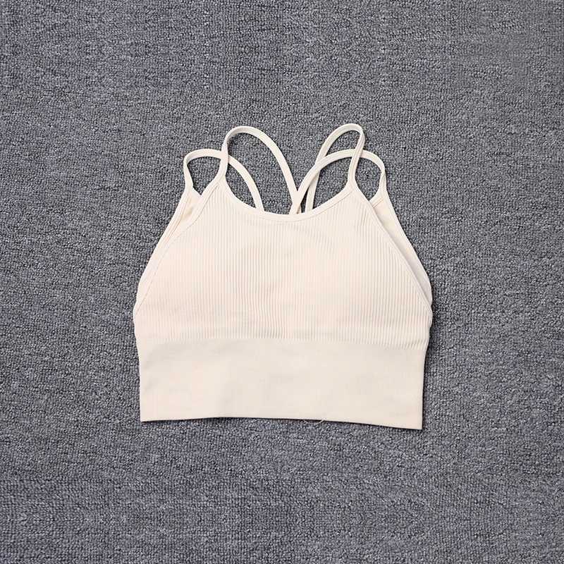 2024 New Thin Shoulder Strap Beautiful Back Sports Bra Women knit sling ribbed yoga bra tops Z20260319