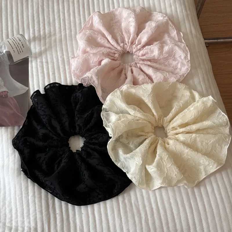 26CM Lace Pleated Large Intestine Hair Band Double Layer Oversized Premium Hair Rope Rubber Band Headdress H260319