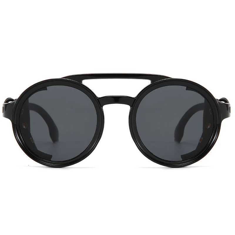 Retro Sunglasses Men Women Leather Round Eyewear Vintage Goggles Anti Wind Outdoors Sports Sun Glasses UV400 Gafas De Sol H260319 - view 3